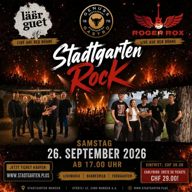 Stadtgarten Rock: Erlebt Live-Musik in gemütlicher Atmosphäre, feines Essen im Foodgarten und entspannte Drinks vom Barbetrieb 🎸🍔🍹 Kommt vorbei, geniesst den Abend im Stadtgarten und erlebt gute Vibes, starke Sounds und beste Gesellschaft. https://stadtgarten.plus/stadtgarten-rock/ #stadtgarten #livemusik #foodgarten #barbetrieb