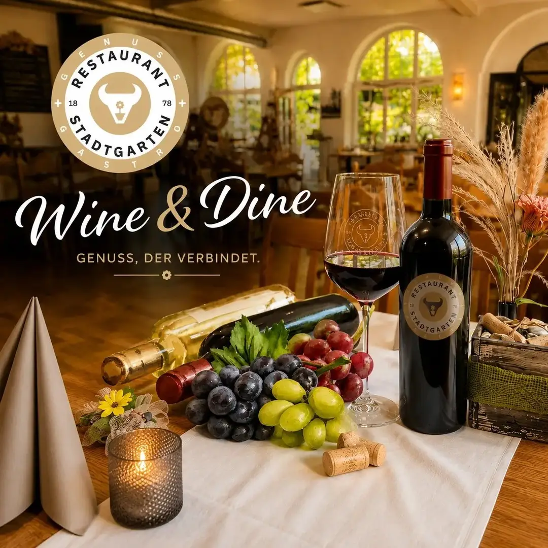 WINE & DINE — Samstag, 12. September: Weinwelt Österreich Einmal im Monat wird der Stadtgarten zur Weinbar. 20 bis 30 ausgesuchte Weine stehen ab 18.00 Uhr bereit, die freie Degustation läuft bis 22.00 Uhr. Dazu das 2-Gänge-Weinmenü zum Thema: Vorspeisenbrett und geschmorte Kalbsbacke mit Ofengemüse und Spätzli. Weinbar-Pauschale CHF 30.00 pro Person für den ganzen Abend. Speisen à la carte. Kein Kurs, kein Vortrag — Wein, Essen und gute Gesellschaft. Zum Verschenken: Wine-&-Dine-Gutschein CHF 77.00 pro Person. Tisch reservieren: stadtgarten.plus · 079 887 24 48 #Stadtgarten #WineAndDine #Weinbar #AusSpassAmGenuss #WangenanderAare #Oberaargau