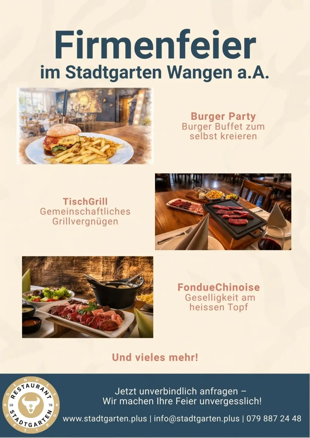 Weihnachten rückt näher – Firmenfeier schon geplant? Wir bieten das ideale Ambiente für Firmenfeiern, ob 9 oder 90 Personen. Freut euch auf vielfältige Angebote und genussvolle Verwöhnmomente für euer Team - weil eure Mitarbeiter euer wichtigstes Kapital sind! Jetzt unverbindlich anfragen! ✨ www.stadtgarten.plus #firmenfeier #weihnachten #genuss