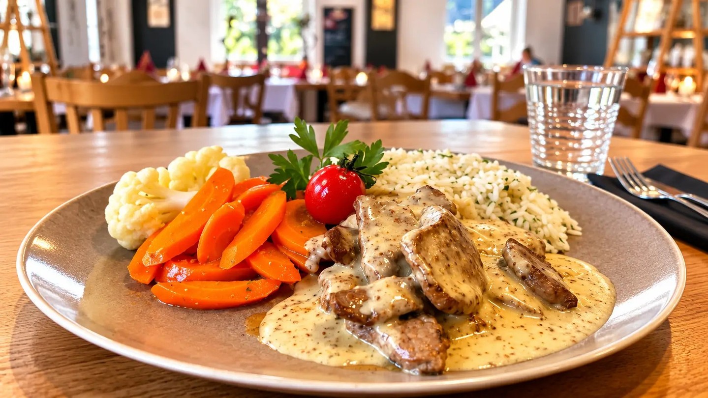 Fleisch in Rahmsauce, Reis und frisches Gemüse Das TagesMenü im Stadtgarten wechselt: frische Zutaten, saisonale Produkte. Suppe oder Salat gehört zu jedem Mittagsmenü dazu, auch zur vegetarischen Auswahl. TagesPinsa Vegetarisch — CHF 19.00 GartenMenü, vegetarisch — CHF 22.00 TagesMenü, wechselndes Fleischgericht — CHF 25.00 Mittagstisch reservieren — Link im Profil. #Stadtgarten #MittagstischOberaargau