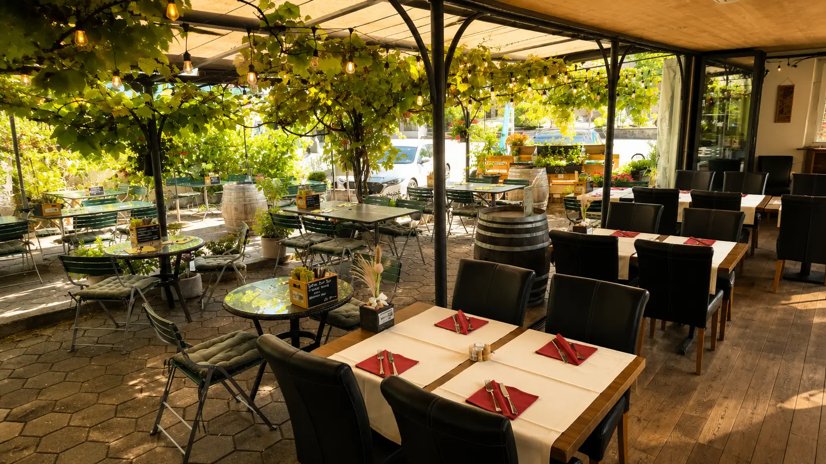 Gartenterrasse des Restaurant Stadtgarten Wangen an der Aare – Aufnahme 1 vom 27.08.2026