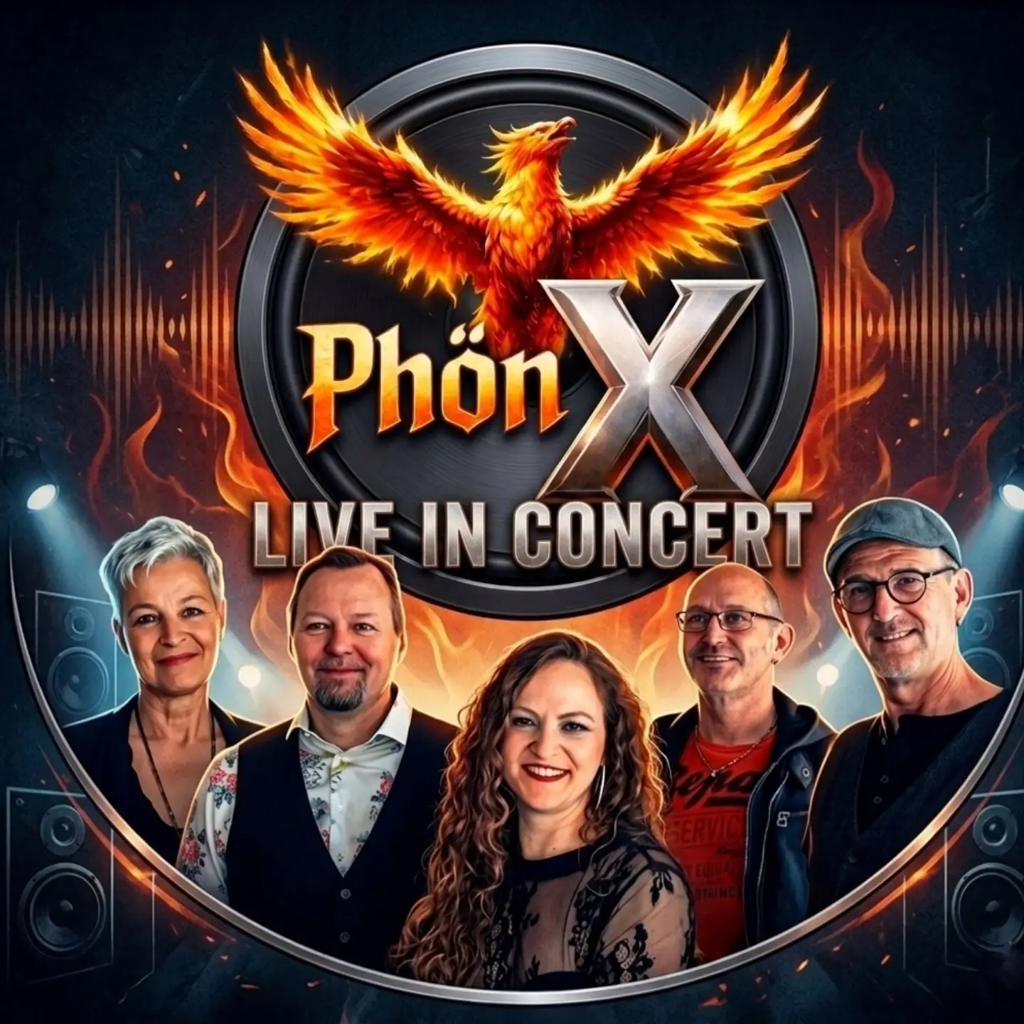 Phön-X Live in Concert – Plakat der Solothurner Band, Open Stage Stadtgarten Wangen 09.04.2027